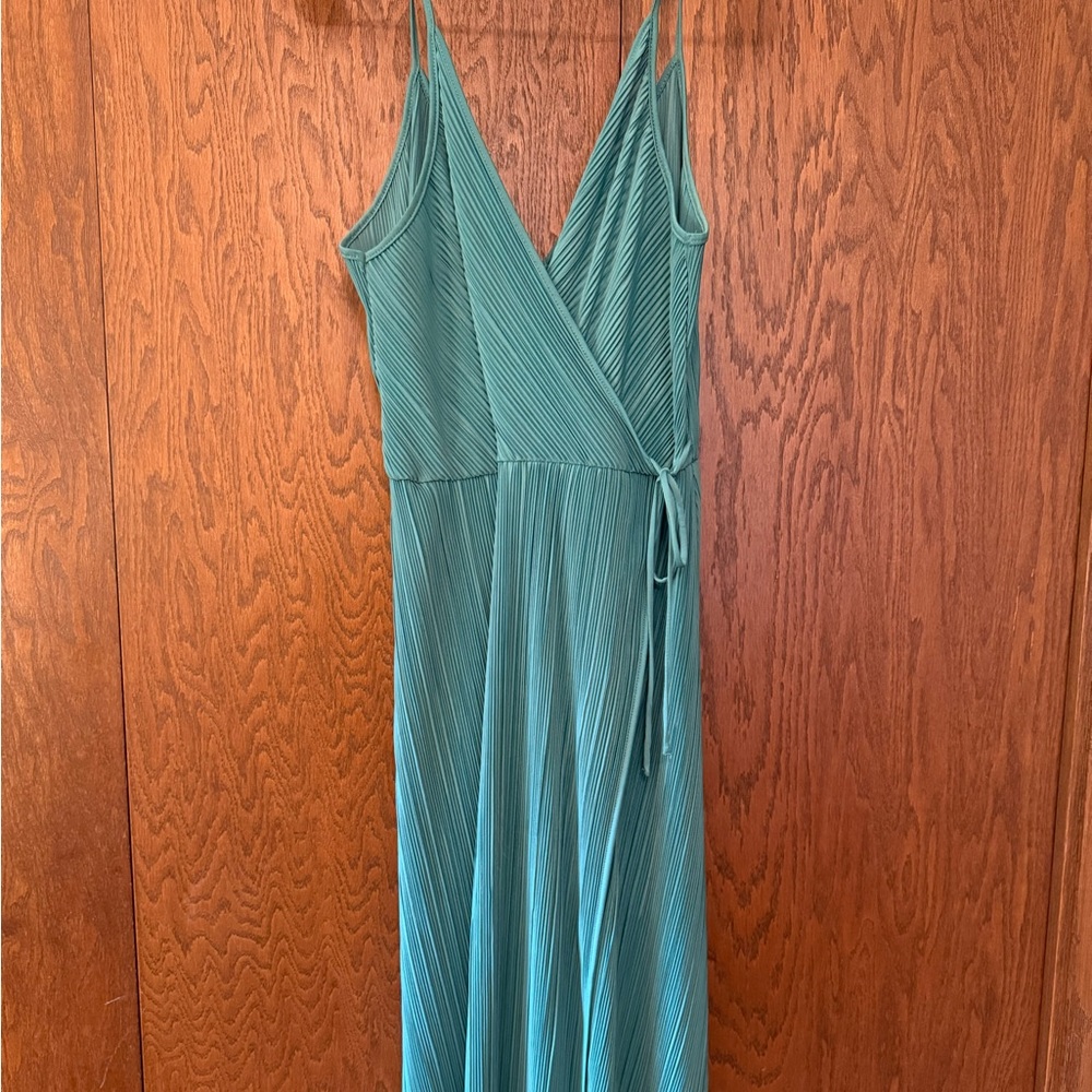 Green Pleated Midi Dress